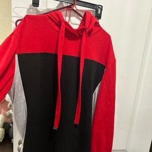 No Boundaries Red, Black, and Gray Hoodie dress